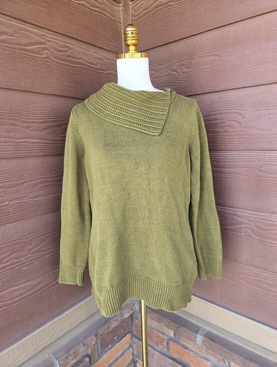 Coldwater Creek Sweaters - Coldwater Creek Olive Green Knit Sweater Women’s Large